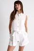 Buttoned Sleeveless Linen Vest - 52536-60-020 02 / 020 Cream / 100% LINEN